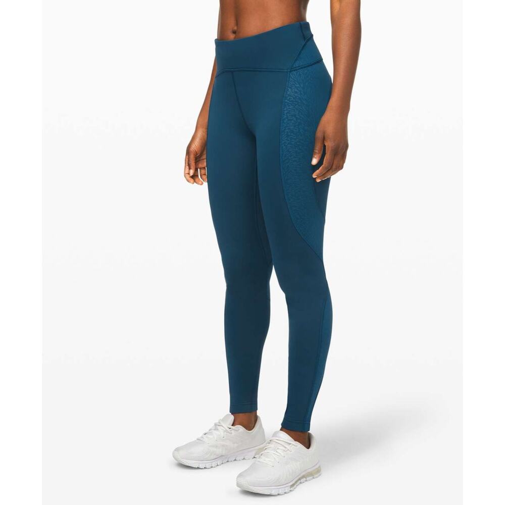 Lululemon Teal Blue Workout Leggings Women's Size 6 EUC Moisture Wicking